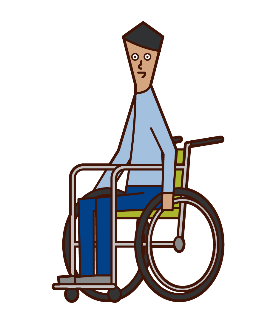 車椅子に乗っている人（男性）のイラスト