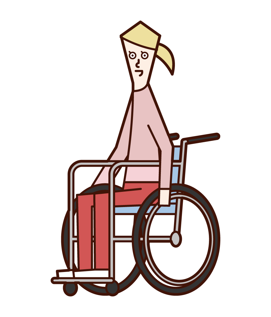 車椅子に乗っている人（女性）のイラスト