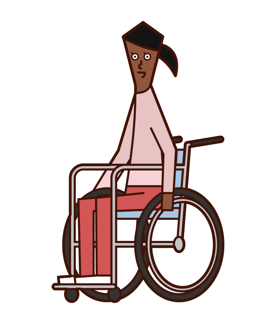 車椅子に乗っている人（女性）のイラスト