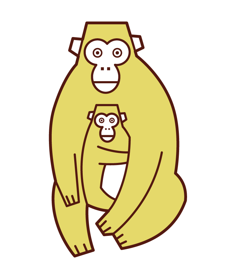 猿の親子のイラスト