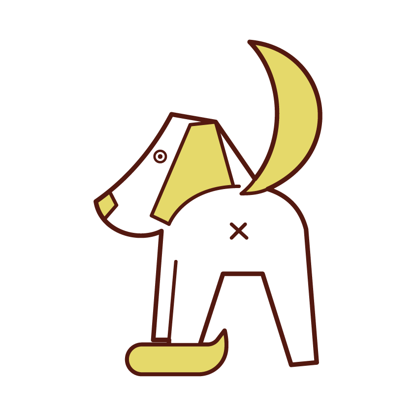 Illustration of a dog doing feces