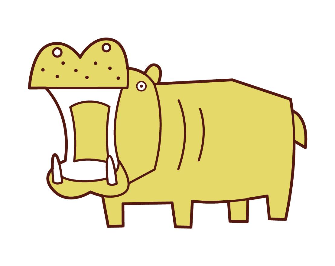 Illustration of a hippopotamus opening his mouth