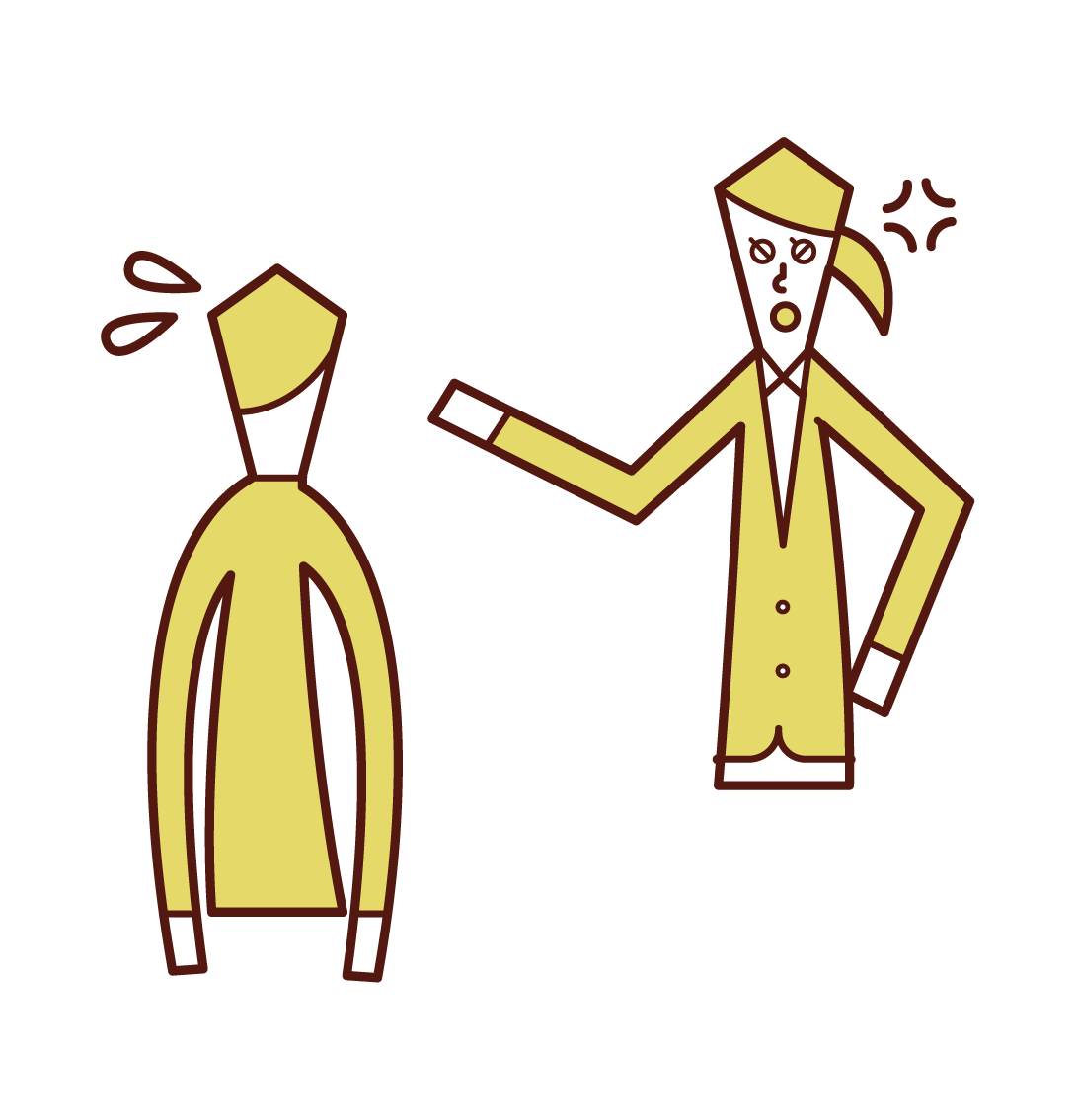 Illustration of a boss (woman) rebuking a subordinate