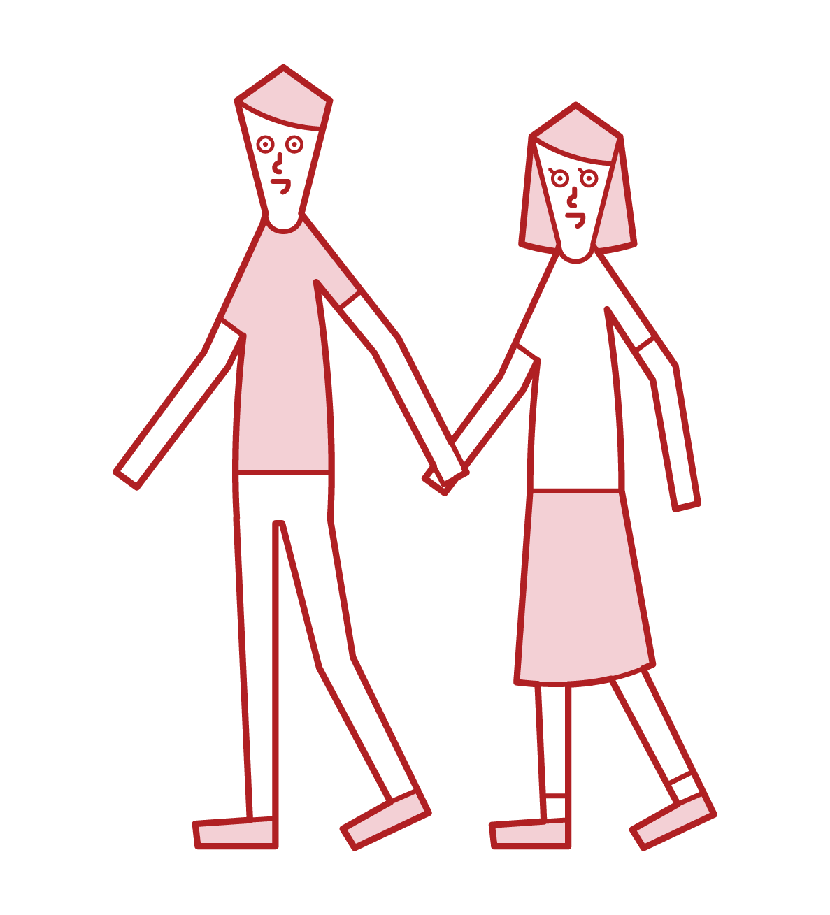 手を繋いで歩いているカップルのイラスト フリーイラスト素材 Kukukeke ククケケ