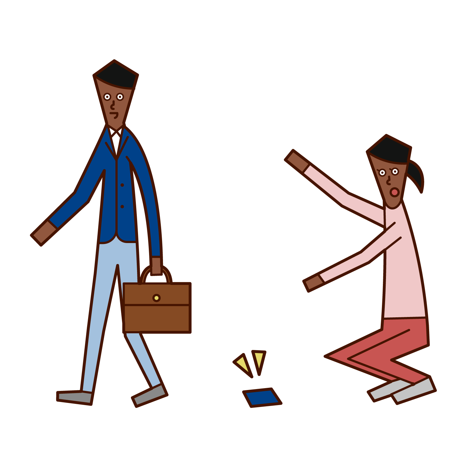 落し物を拾う人 女性 のイラスト フリーイラスト素材 Kukukeke ククケケ