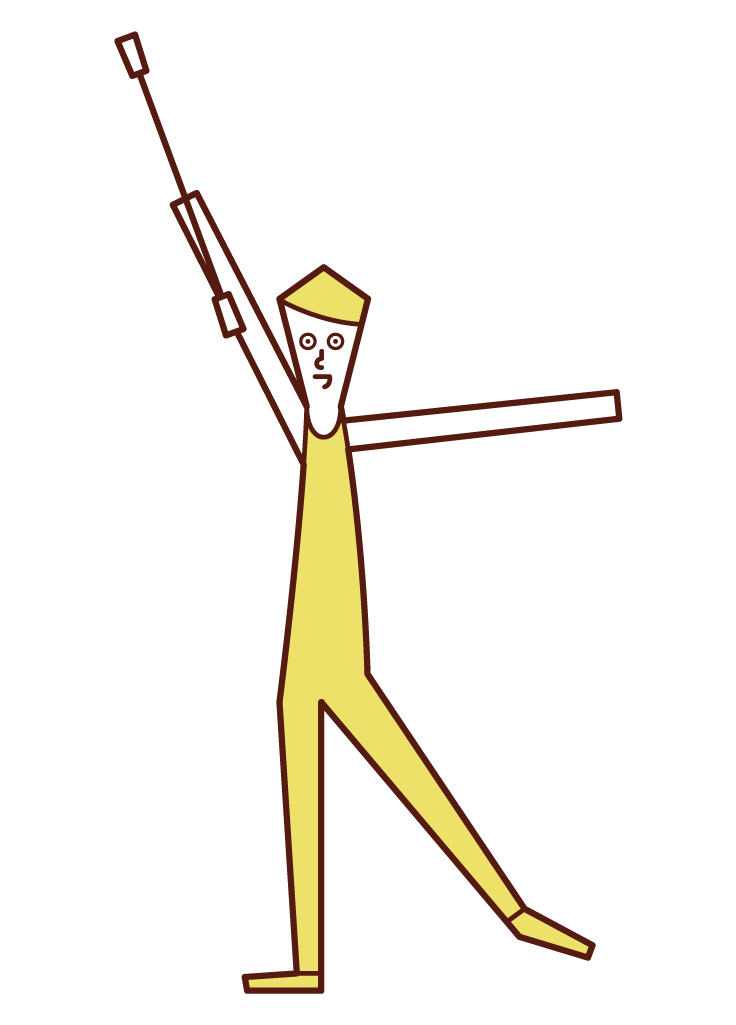 Illustration of a baton twirling player (man)
