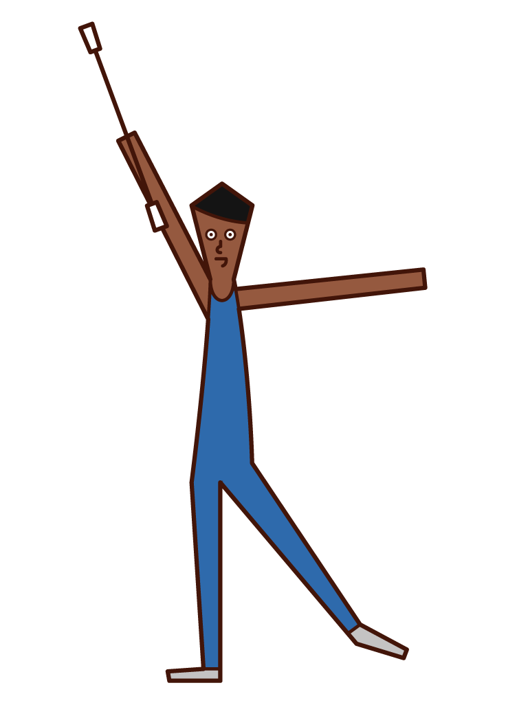 Illustration of a baton twirling player (man)