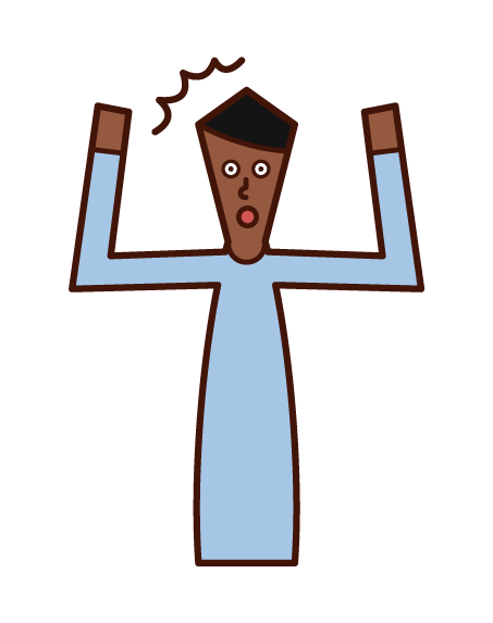 Illustration of a man who raises his hands and is surprised