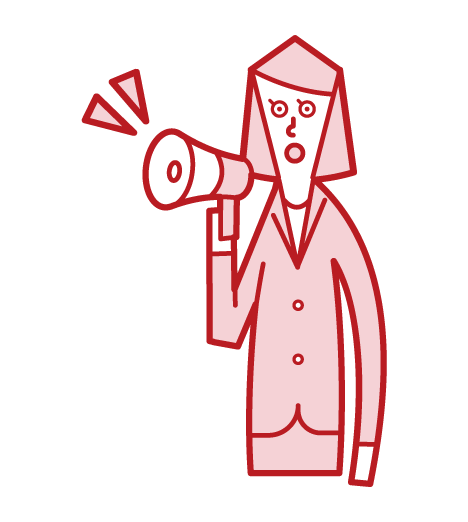 Illustration of a woman who speaks with a megaphone