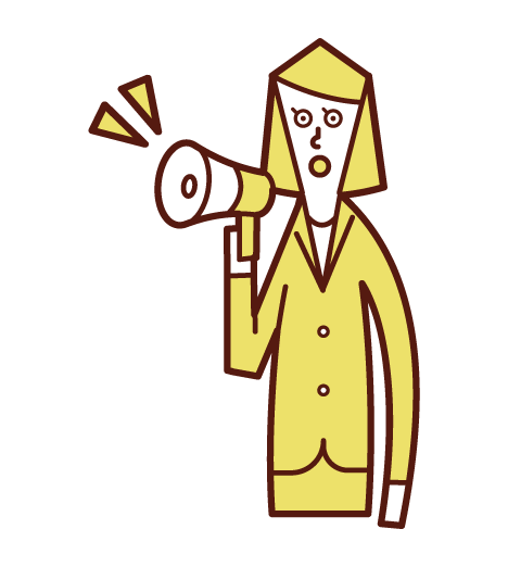 Illustration of a woman who speaks with a megaphone