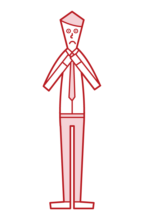 ネクタイを絞める人（男性）のイラスト