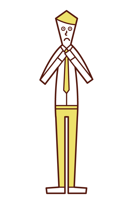 ネクタイを絞める人（男性）のイラスト