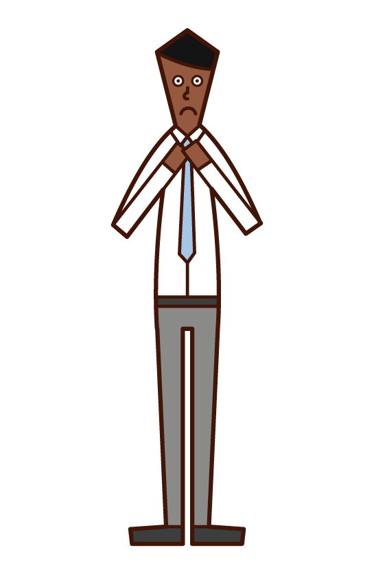 Illustration of a man who squeezes a tie