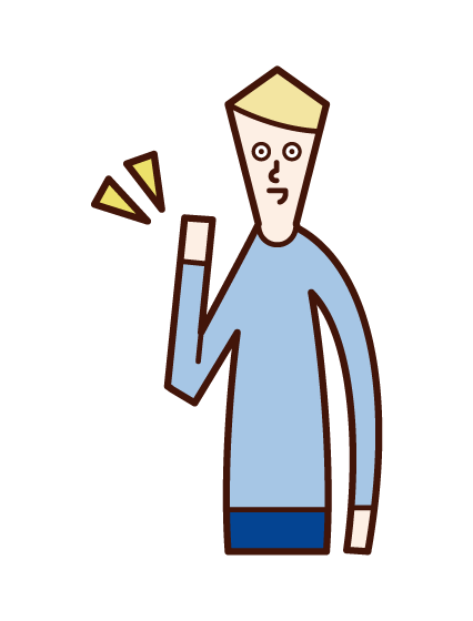Illustration of a man raising his hand in a small way
