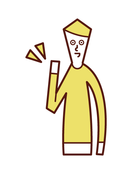 Illustration of a man raising his hand in a small way