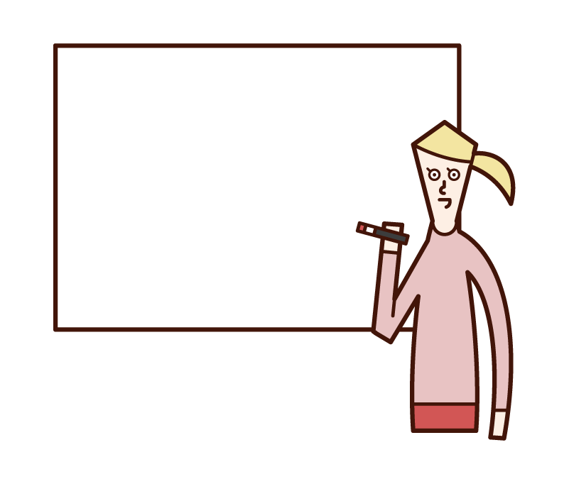 Illustration of a woman who writes on a whiteboard