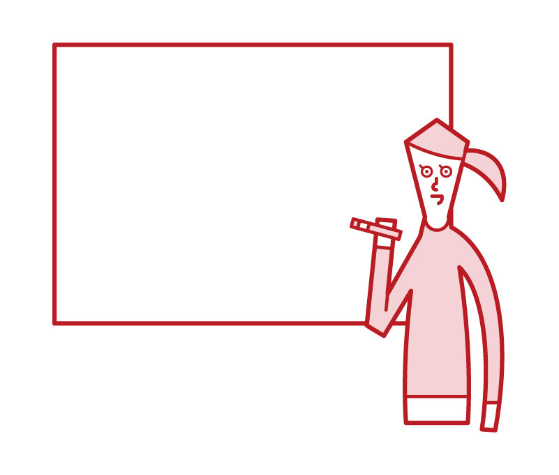 Illustration of a woman who writes on a whiteboard