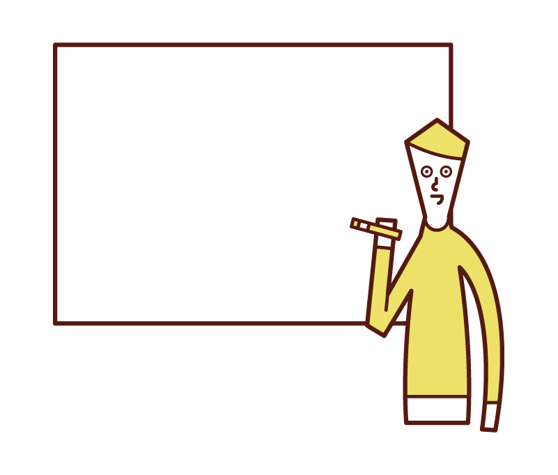Illustration of a man who writes on a whiteboard