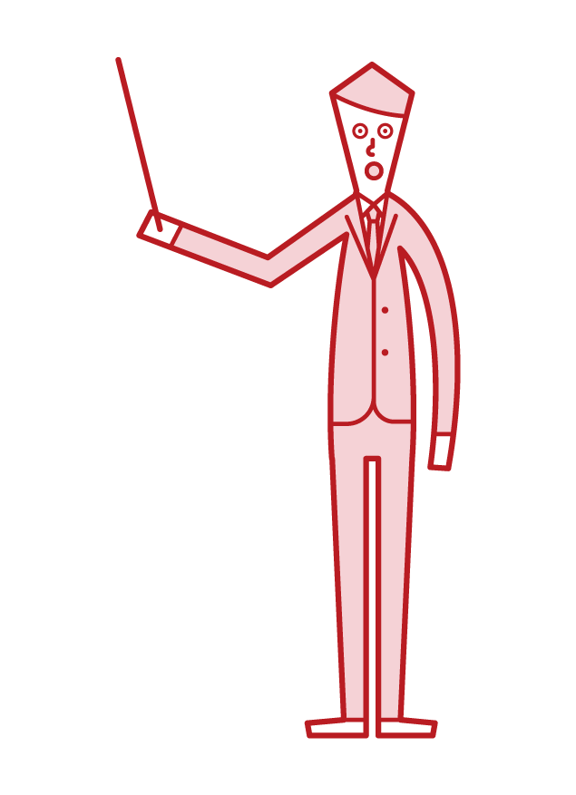 Illustration of a man explaining with an instruction stick