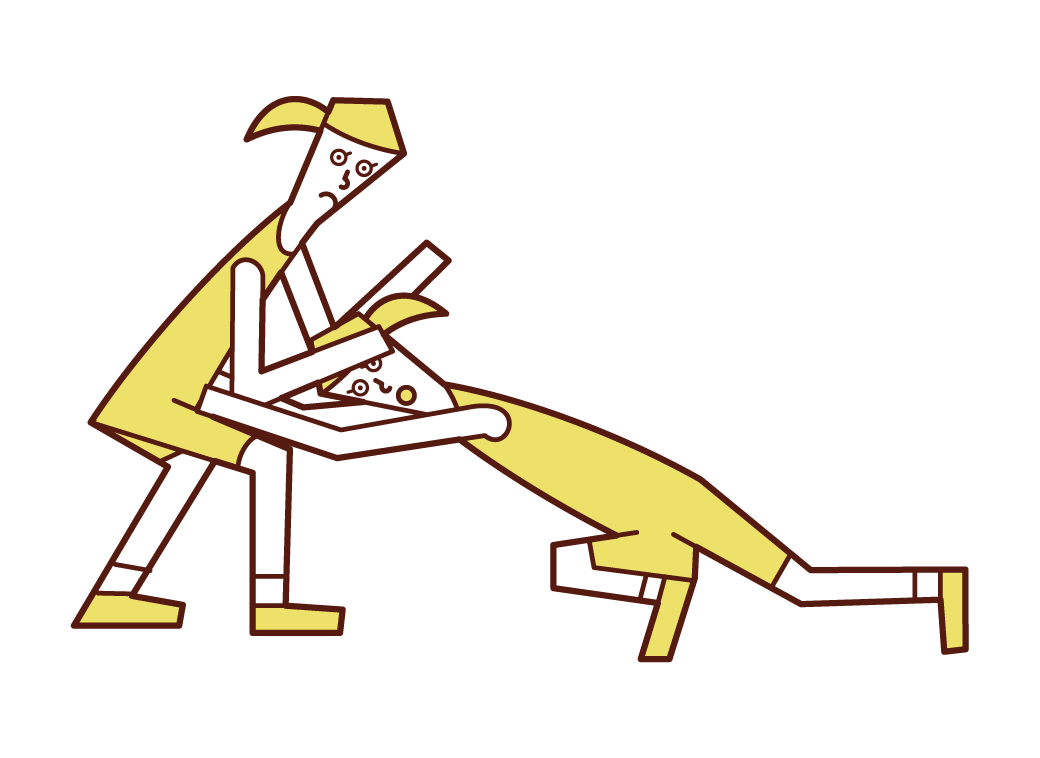 Illustration of a wrestling player (woman) making a tackle