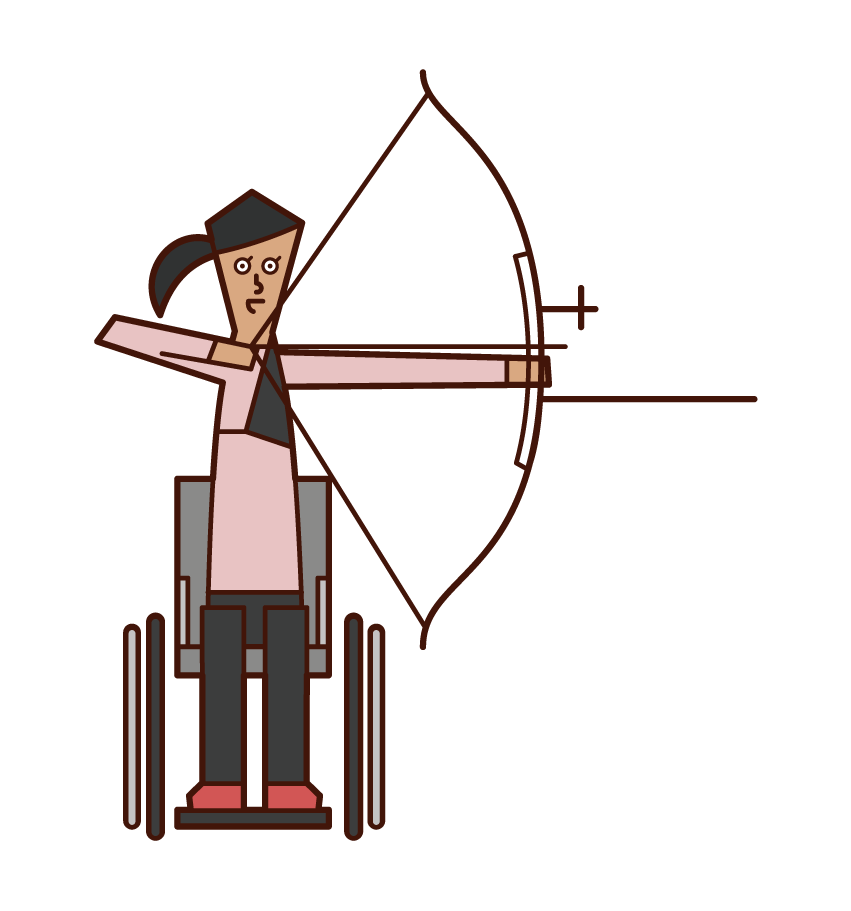 Illustration of an archery player (woman) sitting in a chair
