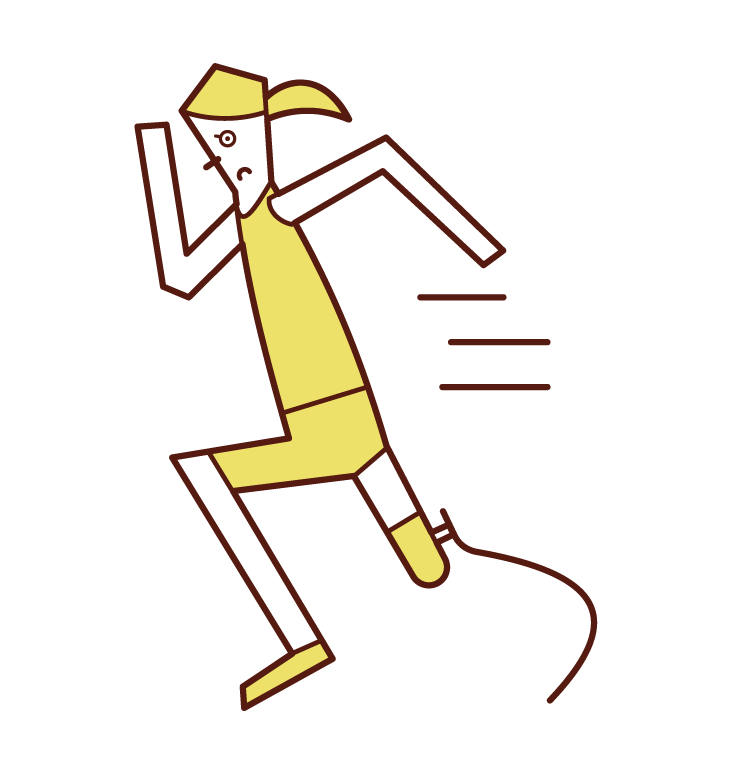 Illustration of a track athlete (woman) with a prosthetic leg