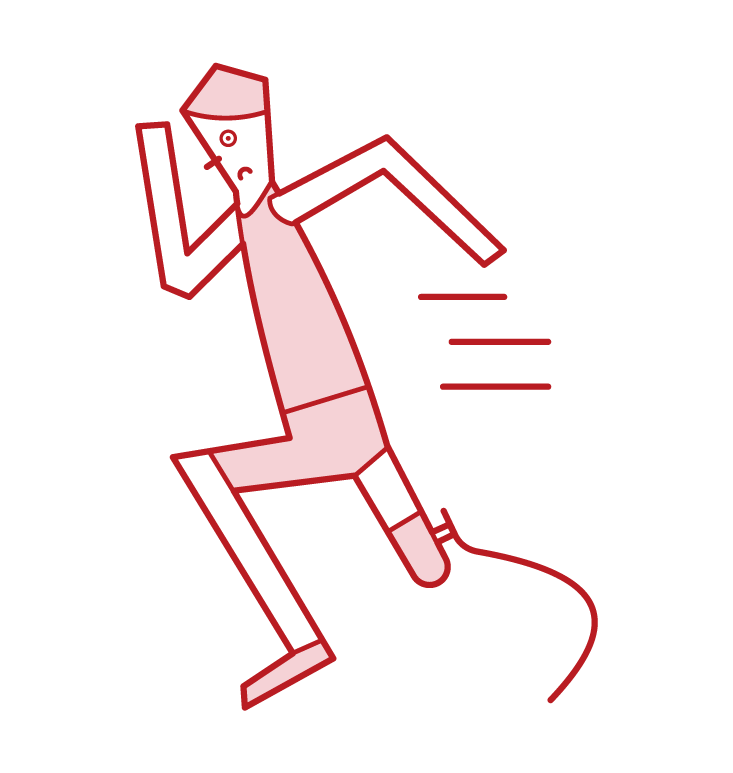 Illustration of a track and field athlete (man) with a prosthetic leg