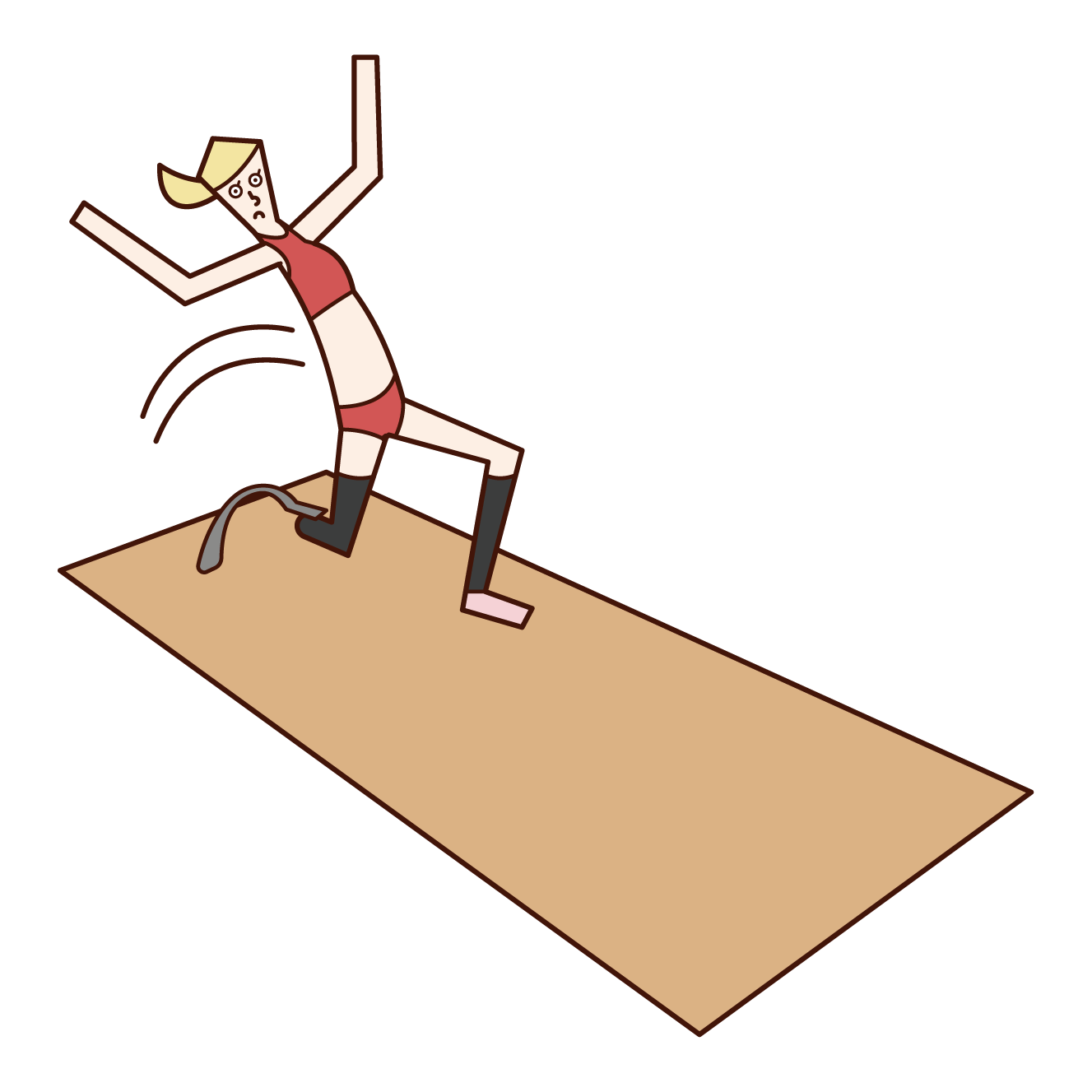 Illustration of a long jump player (woman) with a prosthetic leg