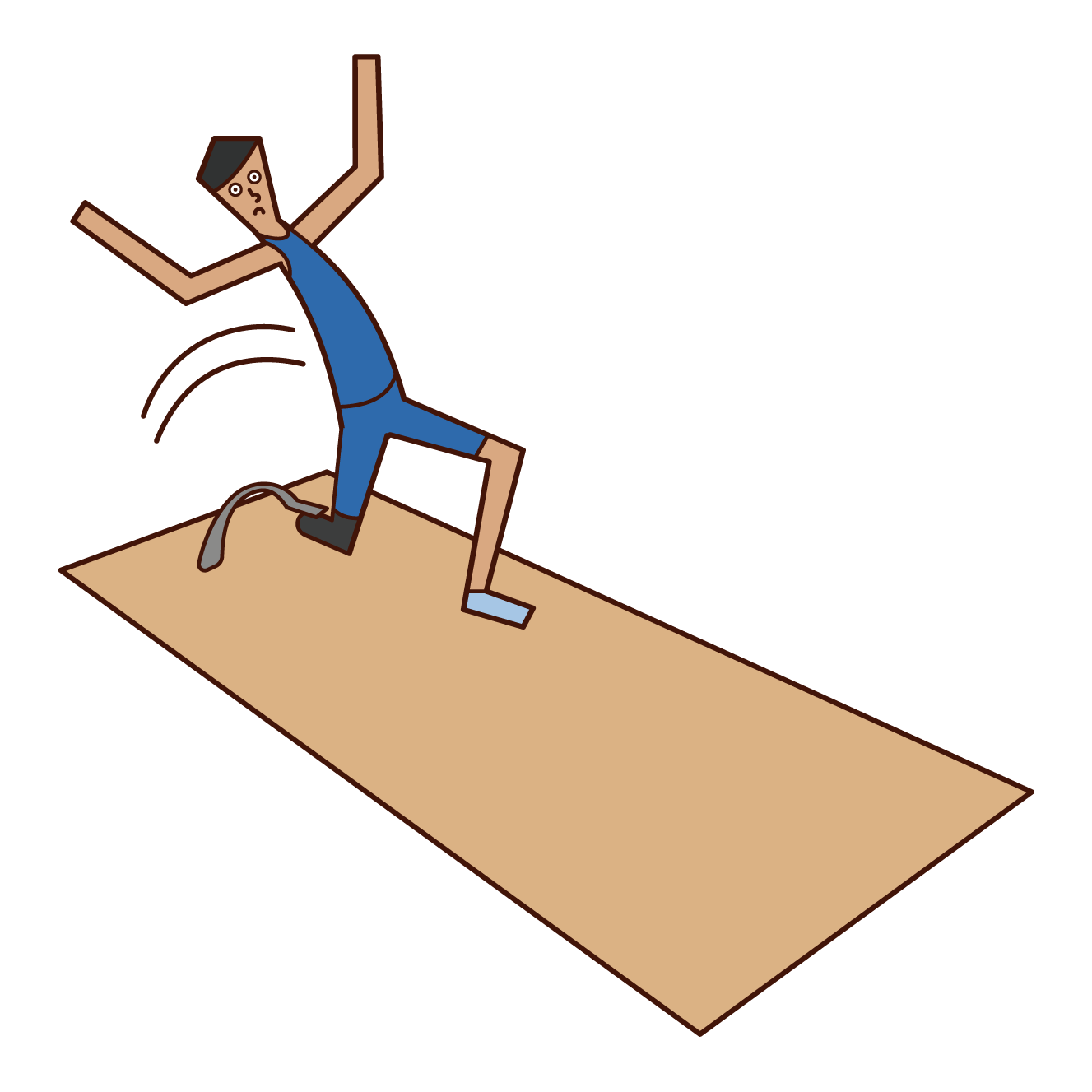 義足を付けた走り幅跳びの選手（男性）のイラスト