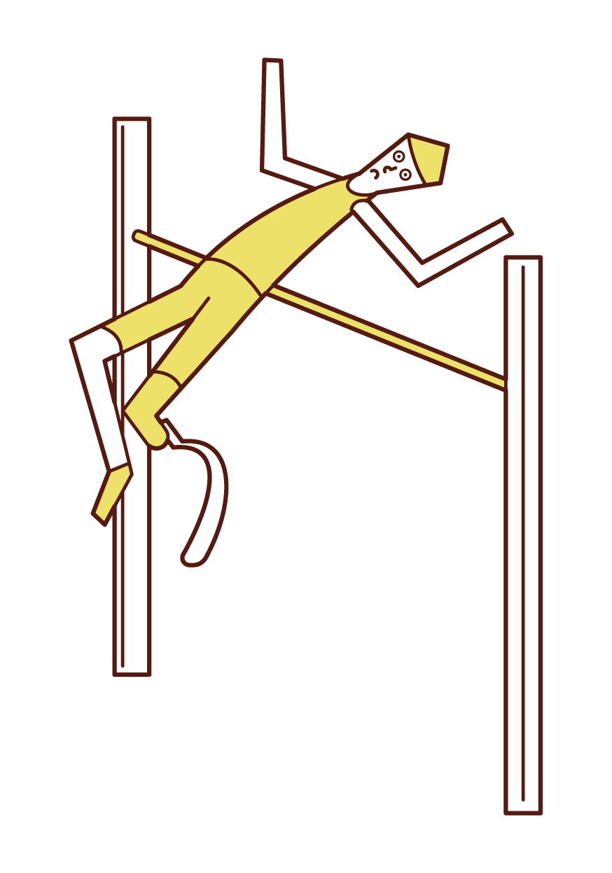 Illustration of a high-flying player (man) with a prosthetic leg