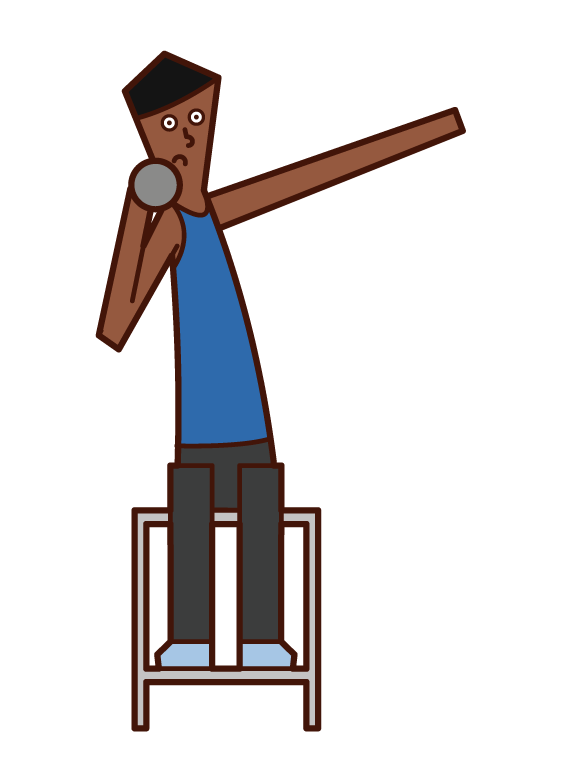 Illustration of a man-type gun-thrower at the Paralympics