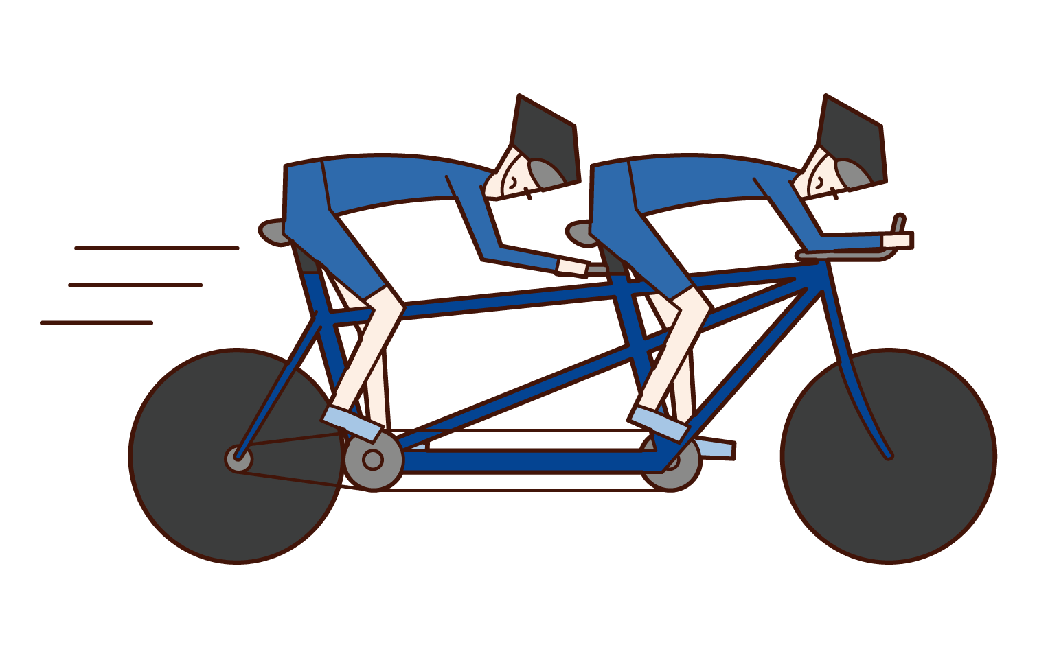 パラリンピックの自転車競技選手（タンデム自転車に乗る男性）のイラスト