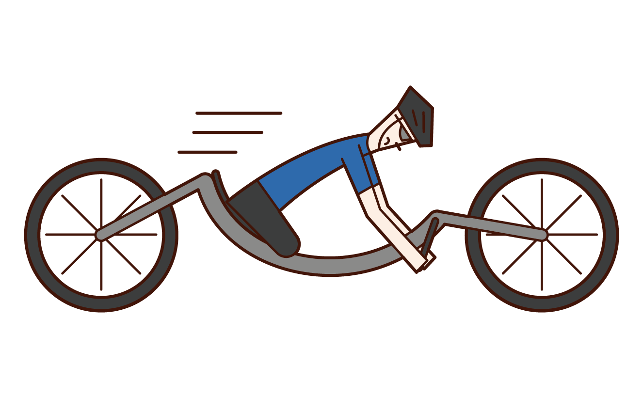 Illustration of Paralympic cyclists (men riding hand bikes)