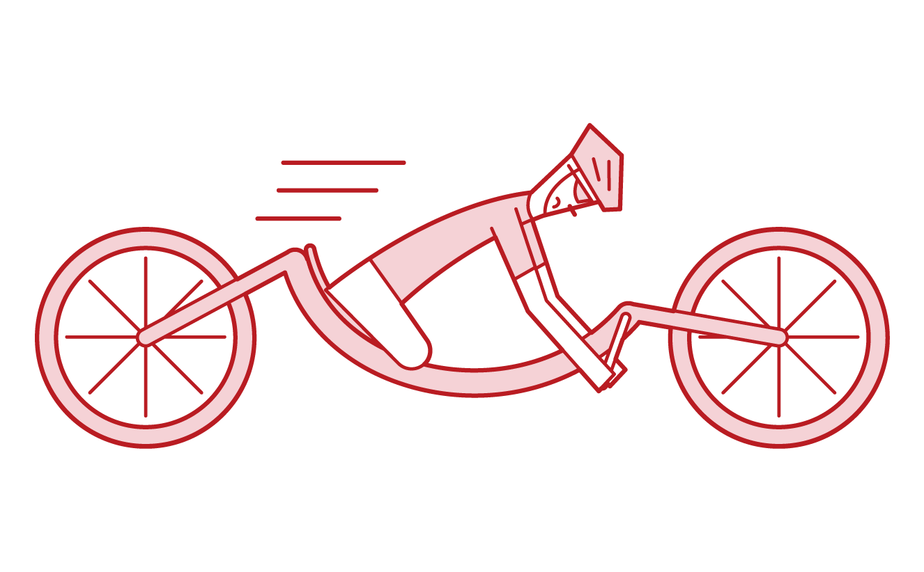 パラリンピックの自転車競技選手（ハンドバイクに乗る男性）のイラスト