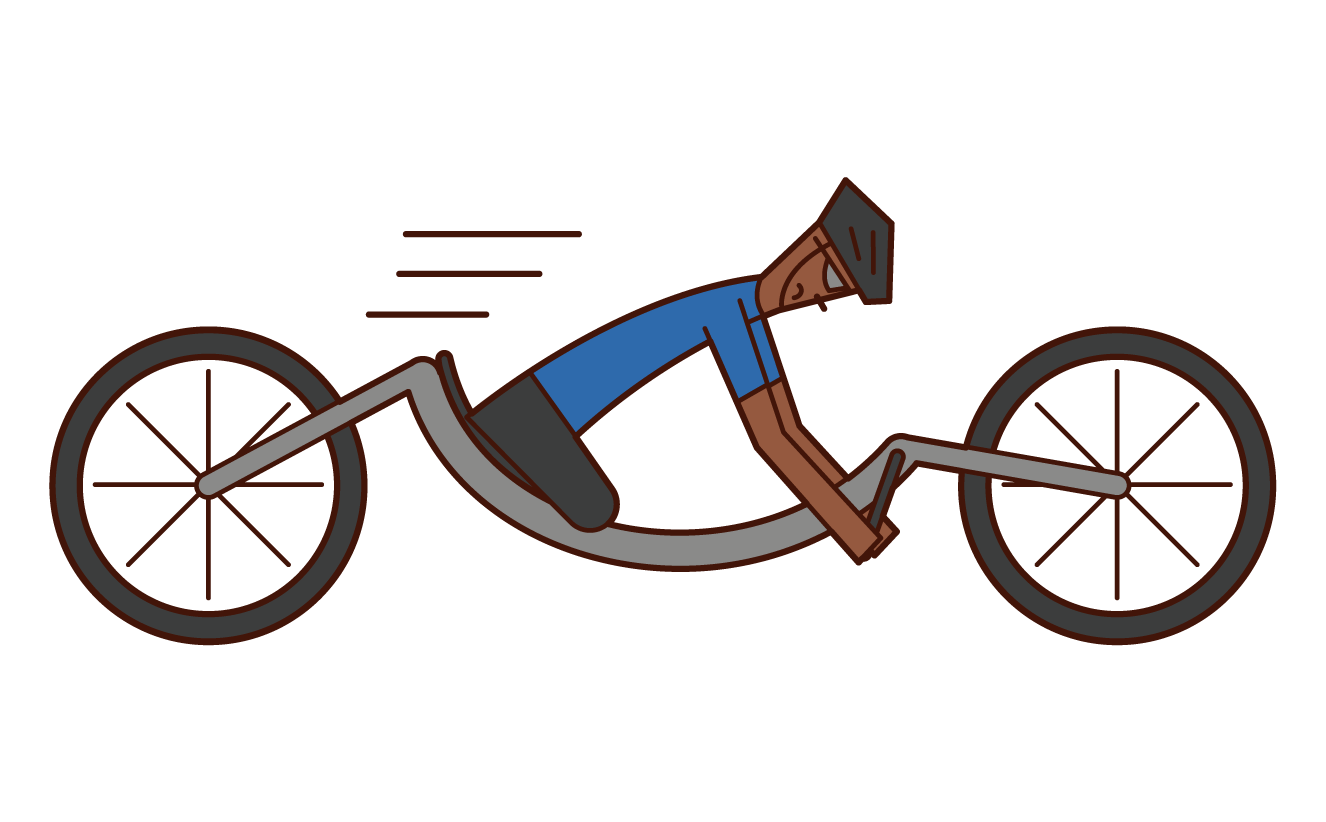 Illustration of Paralympic cyclists (men riding hand bikes)