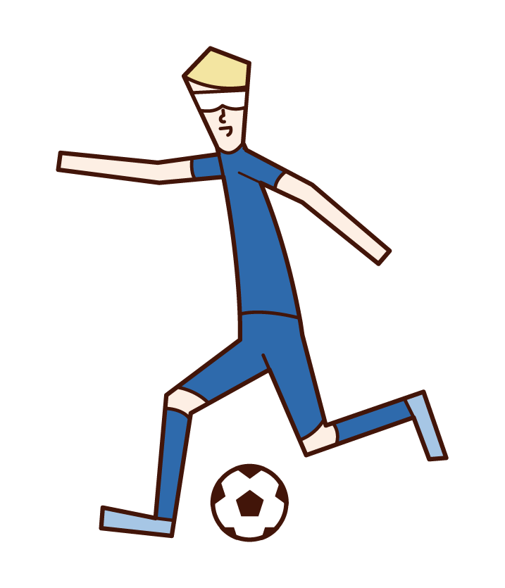 ブラインドサッカーの選手（男性）のイラスト