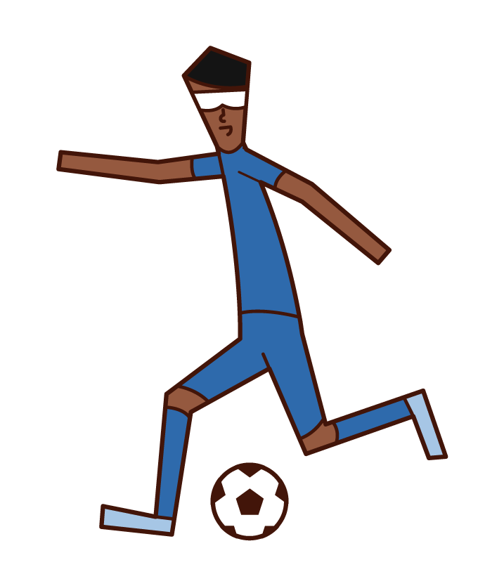 ブラインドサッカーの選手（男性）のイラスト