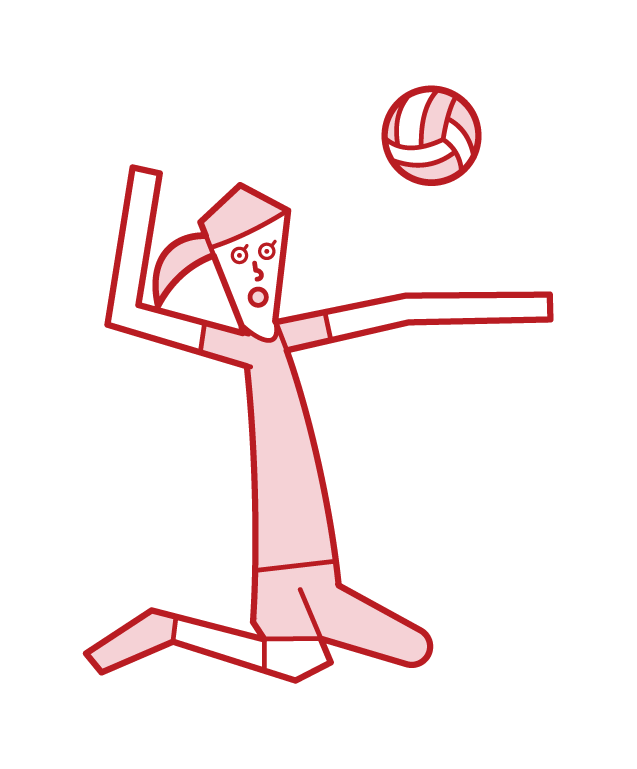 Illustration of a sitting volleyball player (woman)