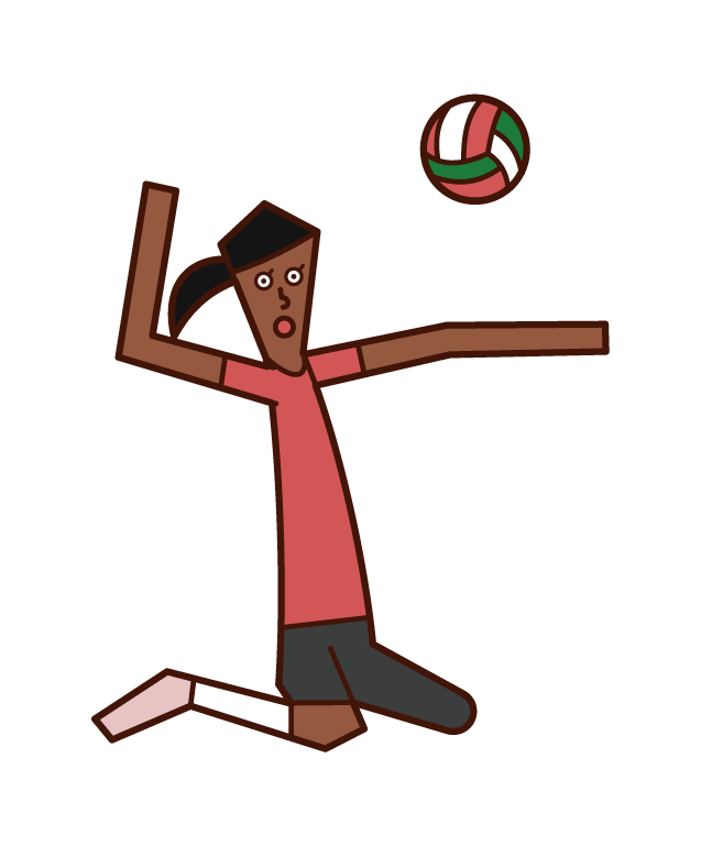 Illustration of a sitting volleyball player (woman)