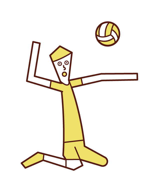 Illustration of a sitting volleyball player (man)