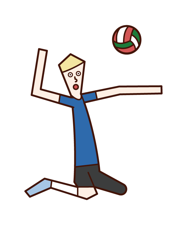Illustration of a sitting volleyball player (man)