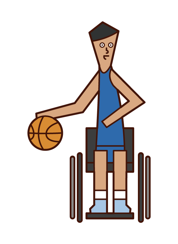 휠체어 농구 선수(남성) 드리블 일러스트