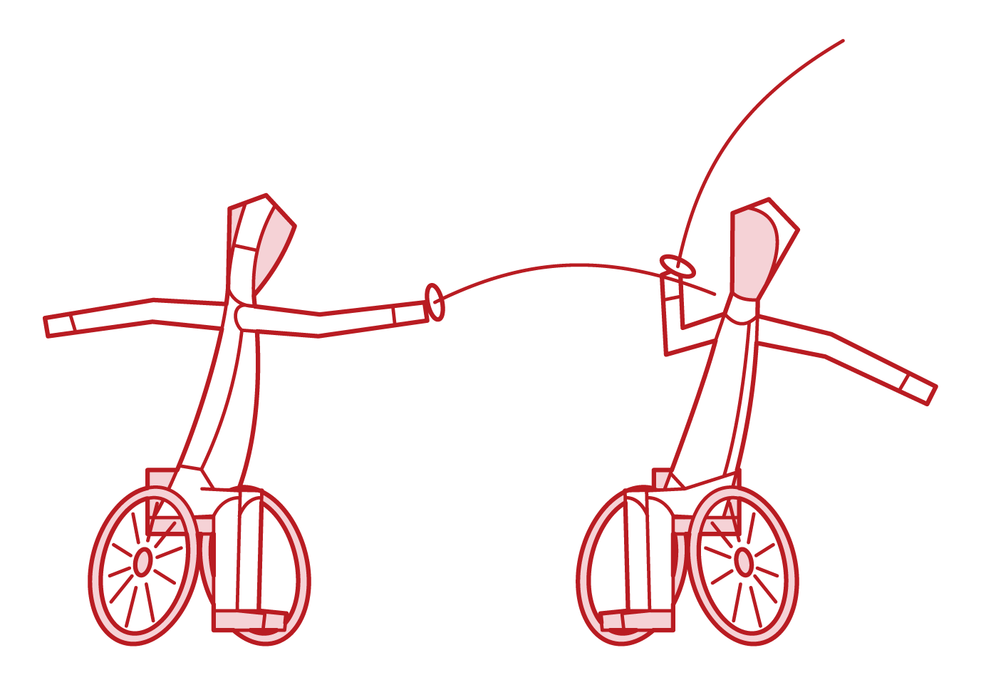 試合をする車椅子フェンシングの選手のイラスト