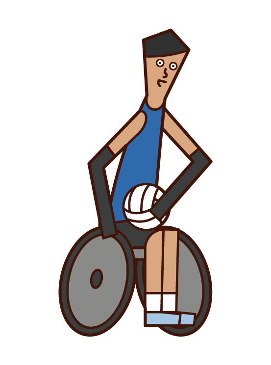 車椅子ラグビーの選手（男性）のイラスト