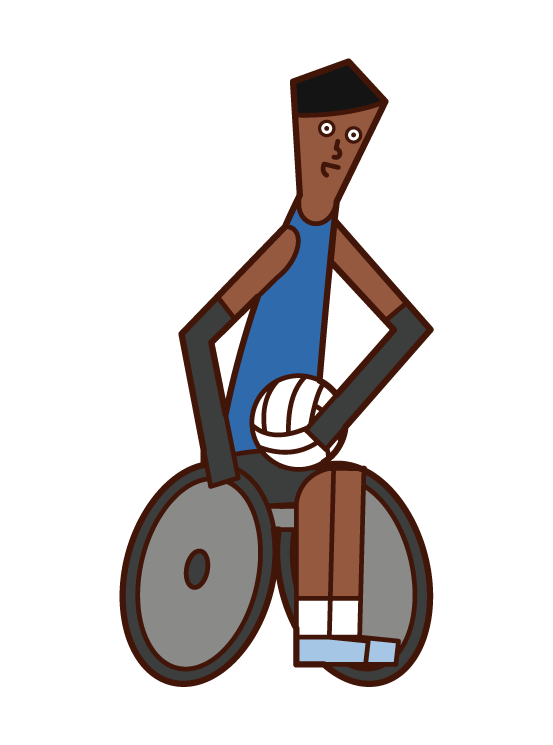 車椅子ラグビーの選手（男性）のイラスト