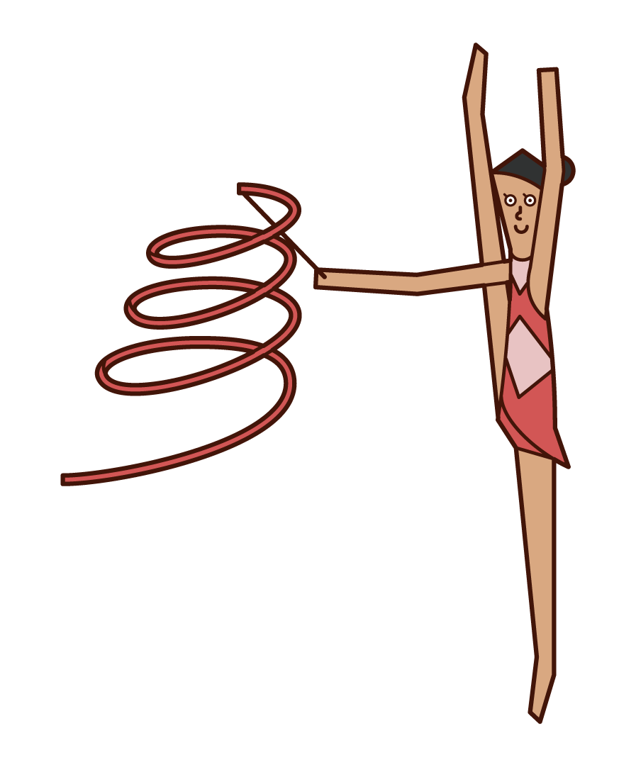 Illustration of a rhythmic gymnast (woman) using a ribbon