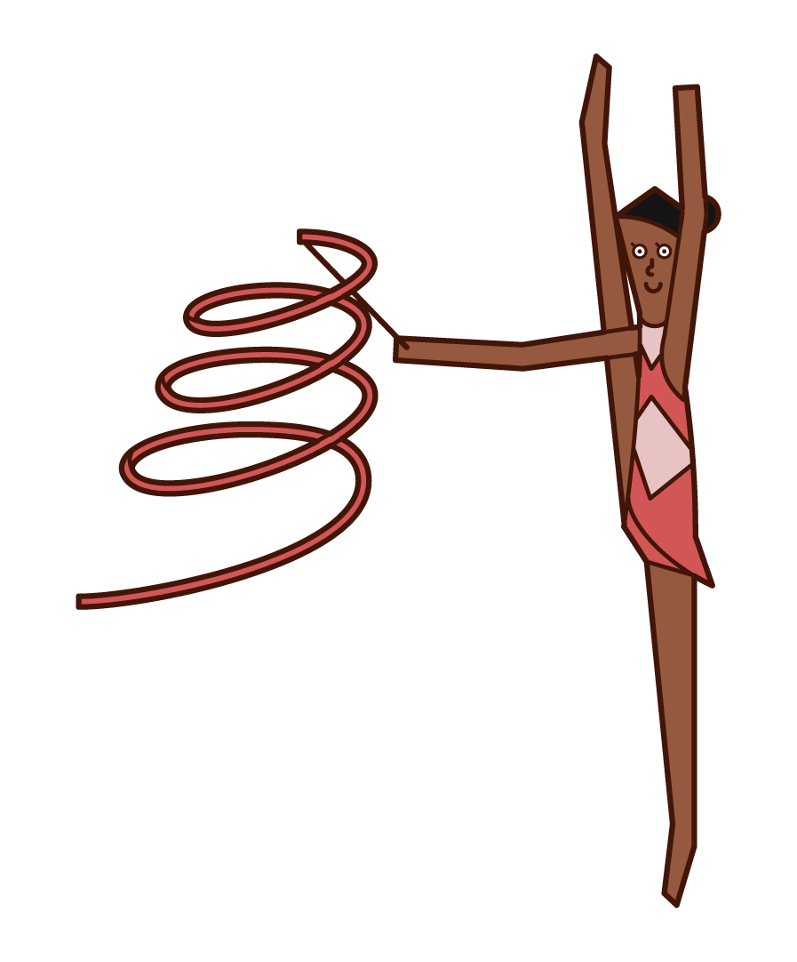 Illustration of a rhythmic gymnast (woman) using a ribbon