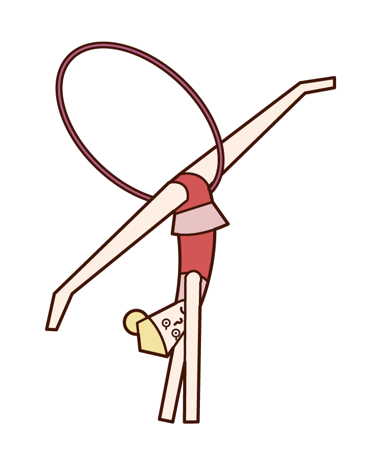 フープを使う新体操の選手（女性）のイラスト