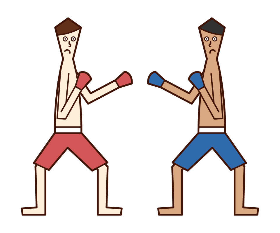Illustration of a mixed martial arts player (man) playing a match
