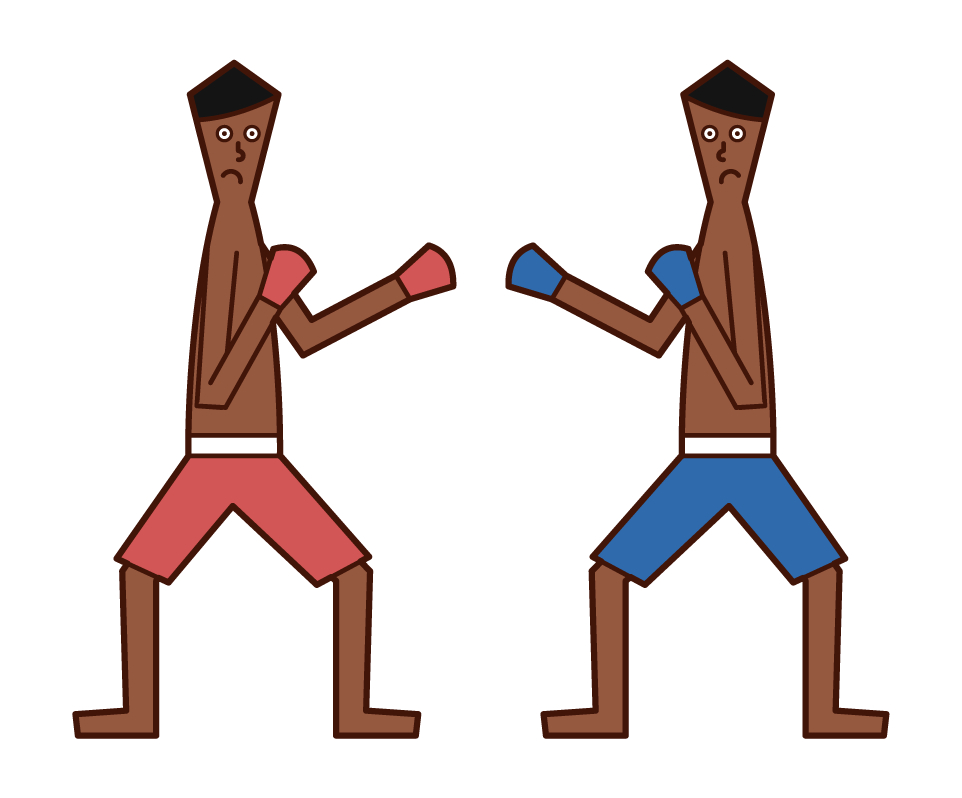 Illustration of a mixed martial arts player (man) playing a match